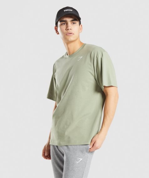 Men's Gymshark Essential Oversized T-Shirts Light Green | CA 0A5638